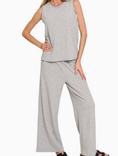 Load image into Gallery viewer, Gray Sleeveless Top &amp; Pants Set
