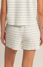 Load image into Gallery viewer, Blue &amp; White Stripe Terry Knit Shorts
