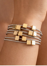 Load image into Gallery viewer, Metal Coil Stretch Bracelets w/ Square Charms
