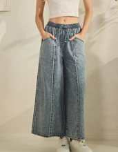 Load image into Gallery viewer, Light Blue Wide-Leg Denim w/ Drawstring
