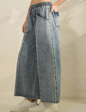 Load image into Gallery viewer, Light Blue Wide-Leg Denim w/ Drawstring

