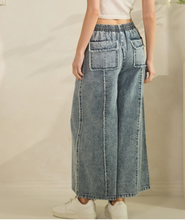 Load image into Gallery viewer, Light Blue Wide-Leg Denim w/ Drawstring
