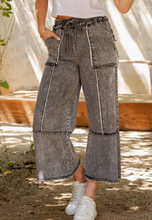 Load image into Gallery viewer, Ash Mineral Wash Wide-Leg Jeans
