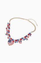 Load image into Gallery viewer, USA Heart &amp; Charm Necklace
