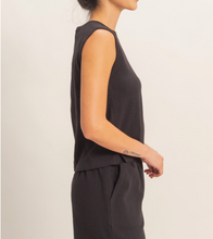 Load image into Gallery viewer, Black Sleeveless Shirt w/ Pocket

