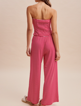 Load image into Gallery viewer, Red &amp; White Stripe Jersey Strapless Shirt &amp; Pants Set
