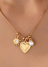 Load image into Gallery viewer, Heart, Starburst, &amp; Crystal Charm Necklace
