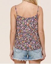 Load image into Gallery viewer, Navy &amp; Multi-Color Floral Print Tank
