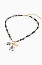 Load image into Gallery viewer, Mahjong Bead Necklace with Tile, Heart, &amp; Pearl Charm
