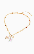 Load image into Gallery viewer, Mahjong Bead Necklace with Tile, Heart, &amp; Pearl Charm
