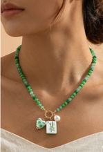 Load image into Gallery viewer, Mahjong Bead Necklace with Tile, Heart, &amp; Pearl Charm
