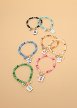 Load image into Gallery viewer, Mahjong Colorful Bead Stretch Bracelet w/ Tile &amp; Charms
