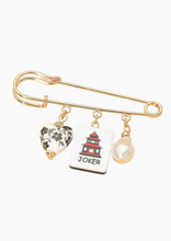 Load image into Gallery viewer, Floral Heart, Pearl, &amp; Mahjong Tile Brooch
