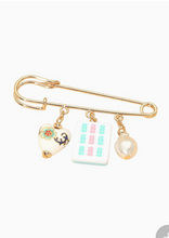 Load image into Gallery viewer, Floral Heart, Pearl, &amp; Mahjong Tile Brooch
