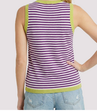Load image into Gallery viewer, Purple &amp; Lime Stripe Tank Sweater
