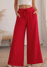Load image into Gallery viewer, Red &amp; White Polka Dot Wide-Leg Lounge Pants
