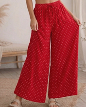 Load image into Gallery viewer, Red &amp; White Polka Dot Wide-Leg Lounge Pants
