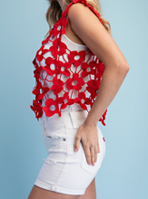 Load image into Gallery viewer, Red Floral Lace Top
