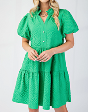 Load image into Gallery viewer, Green Seersucker Mini Dress
