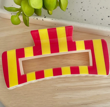 Load image into Gallery viewer, Red &amp; Yellow Stripe Hair Clip
