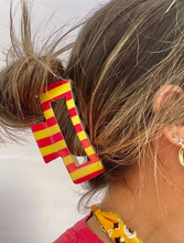 Load image into Gallery viewer, Red &amp; Yellow Stripe Hair Clip
