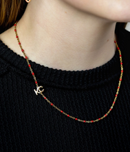 Load image into Gallery viewer, KC Red Red Bead &amp; Gold Chain Necklace
