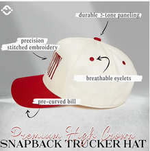Load image into Gallery viewer, Beige &amp; Red Kansas City Embroidered Trucker Hat

