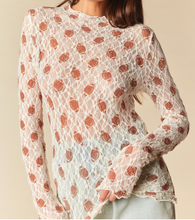 Load image into Gallery viewer, Ivory Lace Mesh Football Long Sleeve Shirt
