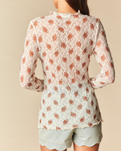 Load image into Gallery viewer, Ivory Lace Mesh Football Long Sleeve Shirt
