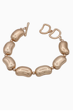 Load image into Gallery viewer, Worn Gold Bean Link Bracelet

