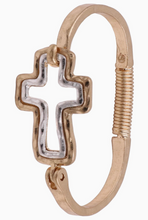 Load image into Gallery viewer, Mixed Metal Cross Bangle Bracelet
