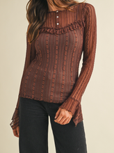 Load image into Gallery viewer, Chocolate Ruffle Lace Top

