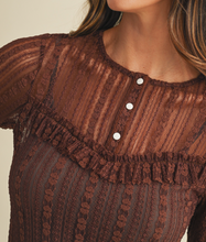 Load image into Gallery viewer, Chocolate Ruffle Lace Top
