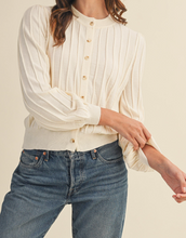 Load image into Gallery viewer, Ivory Ribbed Cardigan Sweater
