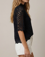 Load image into Gallery viewer, Black Lace Mock Neck Top
