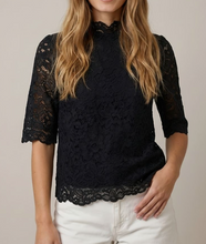 Load image into Gallery viewer, Black Lace Mock Neck Top
