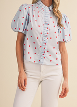 Load image into Gallery viewer, Polka Dot Ruffle Top

