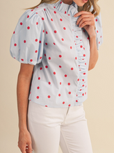 Load image into Gallery viewer, Polka Dot Ruffle Top
