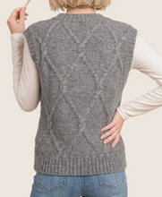 Load image into Gallery viewer, Gray Studded Cable Knit Sweater Vest
