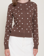 Load image into Gallery viewer, Brown &amp; Ivory Polka Dot Cardigan
