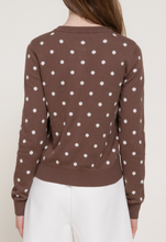Load image into Gallery viewer, Brown &amp; Ivory Polka Dot Cardigan
