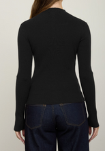 Load image into Gallery viewer, Black Ribbed Button-Down Sweater
