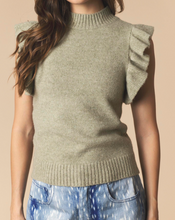 Load image into Gallery viewer, Oatmeal Sleeveless Ruffle Sweater
