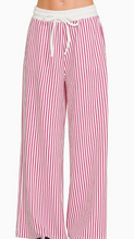 Load image into Gallery viewer, Red &amp; White Striped Wide Leg Pants
