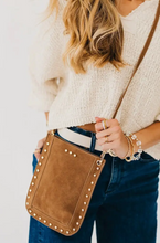 Load image into Gallery viewer, Suede Studded Phone Crossbody
