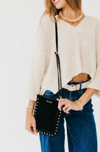 Load image into Gallery viewer, Suede Studded Phone Crossbody
