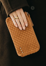 Load image into Gallery viewer, Solid Color Woven Checker Clutch Wristlet

