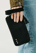 Load image into Gallery viewer, Solid Color Woven Checker Clutch Wristlet
