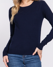 Load image into Gallery viewer, Navy Long Sleeve Crew Neck Sweater
