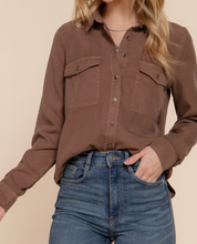 Load image into Gallery viewer, Chocolate Tencel Button-Up Shirt

